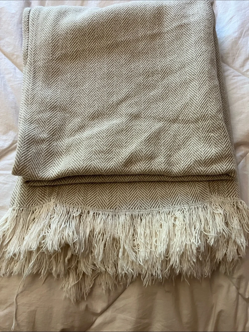 Sferra Celine Mushroom throw with fringe 50 x 60”